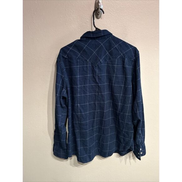 Levi’s Mens Large Barstow Western Pearl Snap Shirt Blue Standard - Picture 4 of 6